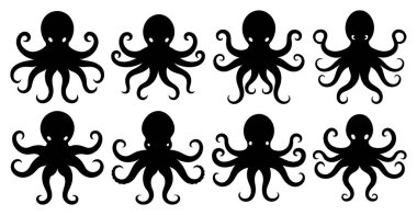 Su ve Vahşi Yaşam Tasarımı İçin Ahtapot Silueti Paketi