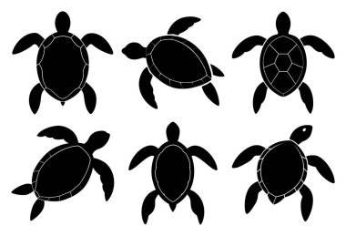 Sea Turtle Silhouette Bundle for Aquatic and Wildlife Designs clipart