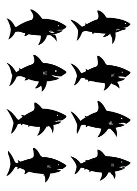 Sucul ve Vahşi Yaşam Tasarımları için Köpekbalığı Silueti Paketi