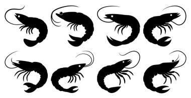 Shrimp Silhouette Bundle for Aquatic and Wildlife Designs clipart