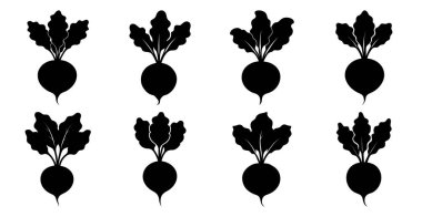 Sekiz pancar pancar, siluet koleksiyonu, mutfak tasarımları için mükemmel, sağlıklı yeme kavramları, ya da çiftlik taze illüstrasyon.