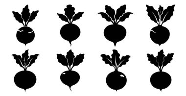Sekiz pancar kökü silueti koleksiyonu, çiftlikten markalaşmaya mükemmel, sağlıklı beslenme kampanyaları, ya da vejetaryen / vejetaryen tarif çizimleri.
