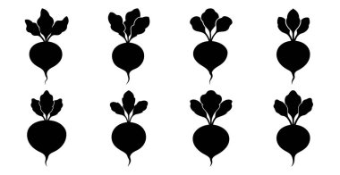 Sekiz pancar pancarı silueti koleksiyonu, mutfak tasarımları için mükemmel, çiftlikten masaya markalaşma, ya da sağlıklı beslenme kampanyaları.