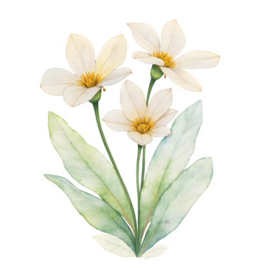 Sarı merkezli beyaz kır çiçekleri ve soluk yeşil yapraklar, botanik tasarımlar ve doğa temalı projeler için harika saydam bir arkaplan oluşturur..