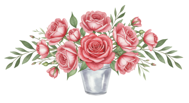 A vibrant pink rose bouquet in a clear glass vase with lush green leaves creates a fresh and romantic atmosphere suitable for decorative and gift purposes.