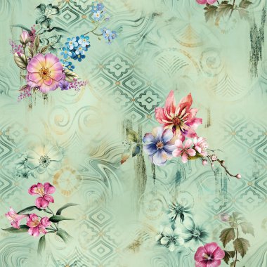 Yeni Moda Soyut Çiçeksiz Dijital Yazıcı Albüm Tasarımı Deseni