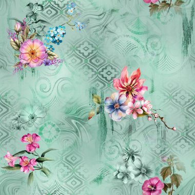 Yeni Moda Soyut Çiçeksiz Dijital Yazıcı Albüm Tasarımı Deseni