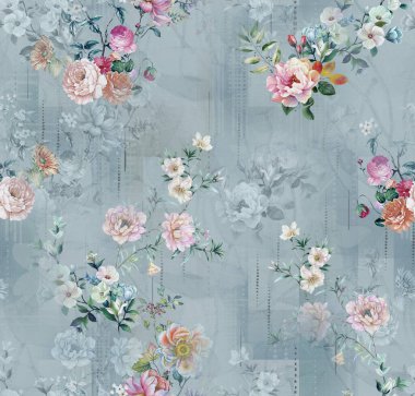 Soyut desenli kusursuz çiçek izin tasarımı