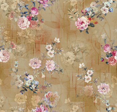 Soyut desenli kusursuz çiçek izin tasarımı