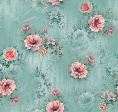 Soyut desenli kusursuz çiçek izin tasarımı