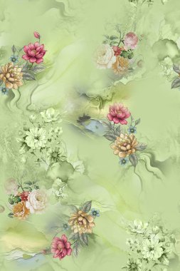 Soyut desenli kusursuz çiçek izin tasarımı