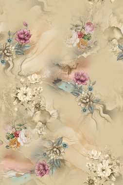 Soyut desenli kusursuz çiçek izin tasarımı