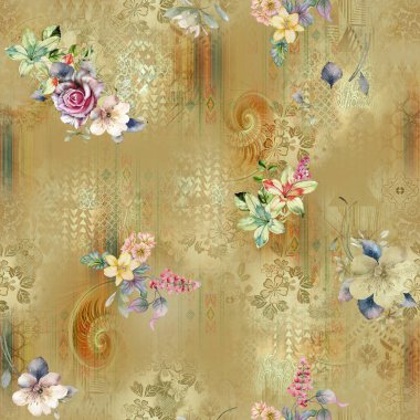 antika arka plan çiçekler. vektör çizim