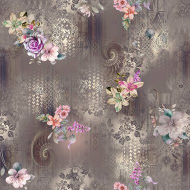 çiçek izin desen desen baskı tasarımı