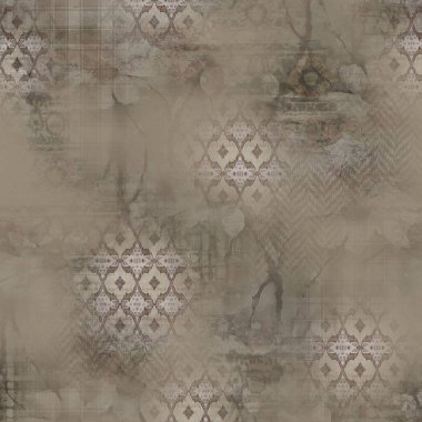 Etnik geometrik arkaplan baskısı ve çiçek izni 