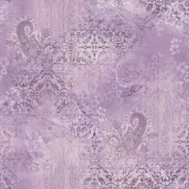 Etnik geometrik arkaplan baskısı ve çiçek izni 