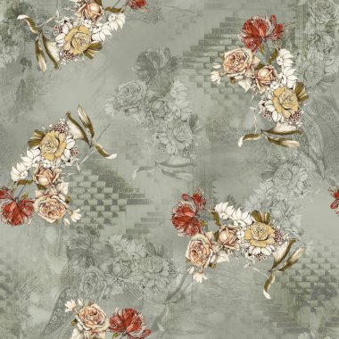 çiçek izin desen desen baskı tasarımı