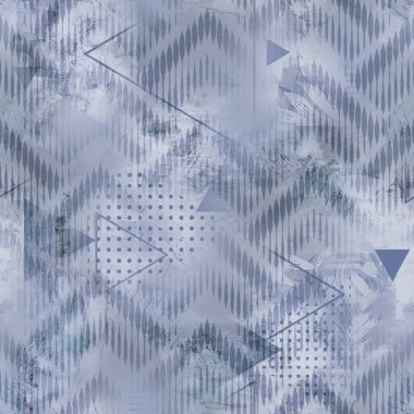 Soyut geometrik çizgileri olan kusursuz mavi desen