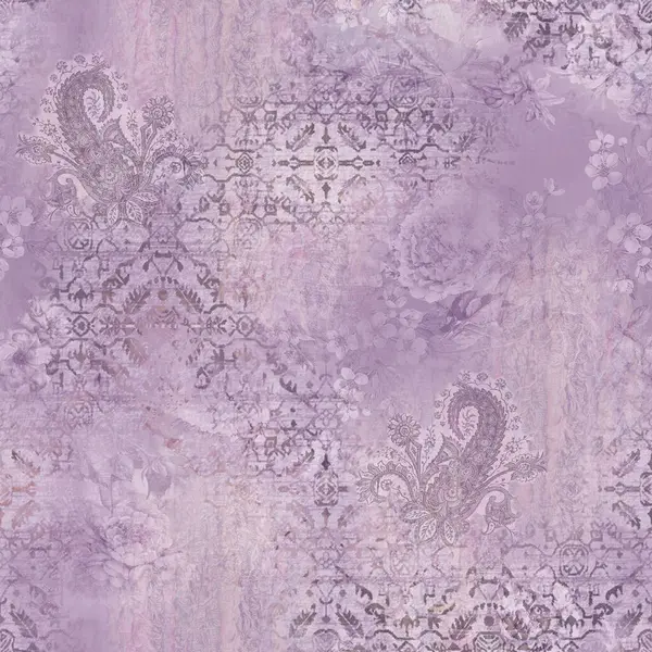 Etnik geometrik arkaplan baskısı ve çiçek izni 