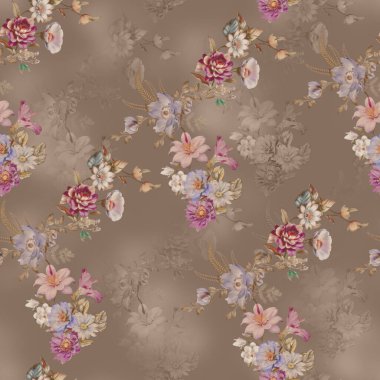 Titreşimli, çiçekli, soyut desenli el çizimi çiçekler, kusursuz bir yineleme. Kumaş baskılar, duvar kağıtları ve dekoratif arka planlar için mükemmel.