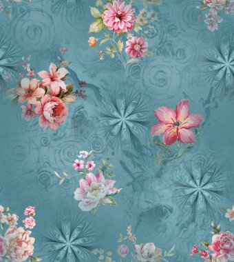 Titreşimli, çiçekli, soyut desenli el çizimi çiçekler, kusursuz bir yineleme. Kumaş baskılar, duvar kağıtları ve dekoratif arka planlar için mükemmel.