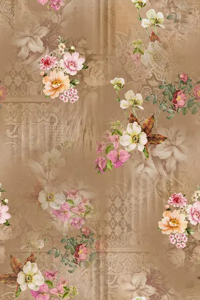 Modern soyut bir görünüme sahip biçimlendirilmiş çiçek arkaplanı, yüzey tasarımı, moda baskıları ve kırtasiye dekorasyonu için harika.