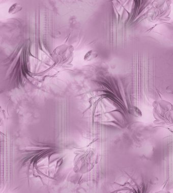 Üst üste binen taç yaprakları ve dekoratif dokuları içeren modern çiçekli izin soyut tasarımı dijital sanat ve tekstil baskısı için uygundur.