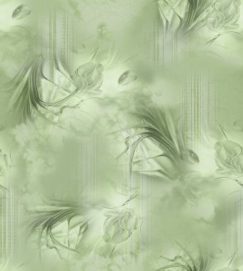 Üst üste binen taç yaprakları ve dekoratif dokuları içeren modern çiçekli izin soyut tasarımı dijital sanat ve tekstil baskısı için uygundur.