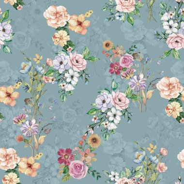 Kusursuz bir düzende düzenlenmiş zarif ve renkli çiçek desenli. Moda için harika bir kıyafet.