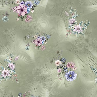 Geometrik arkaplan desenli çiçek açma izni