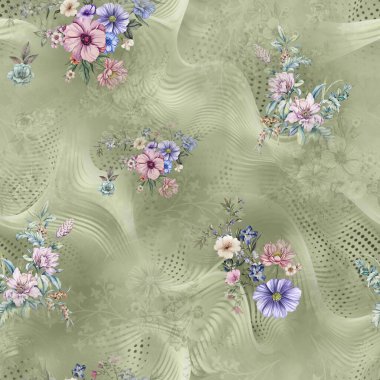 Geometrik arkaplan desenli çiçek açma izni