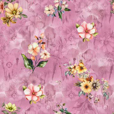 Geometrik arkaplan desenli çiçek açma izni