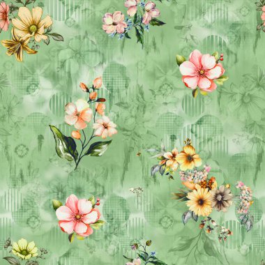 Geometrik arkaplan desenli çiçek açma izni