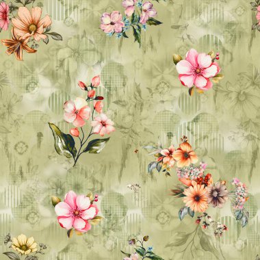 Geometrik arkaplan desenli çiçek açma izni