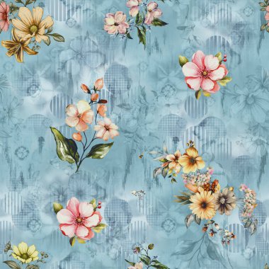 Geometrik arkaplan desenli çiçek açma izni