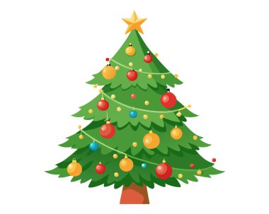 Christmas tree decorated with light vector merry christmas