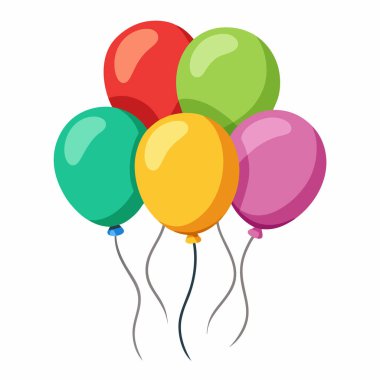 Renkli balonlar, balon demeti clipart çizgi film stili vektör çizimi