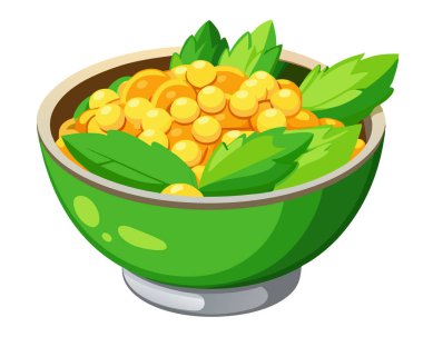 Beyaz arkaplanda Mache Corn Salata vektör çizimi