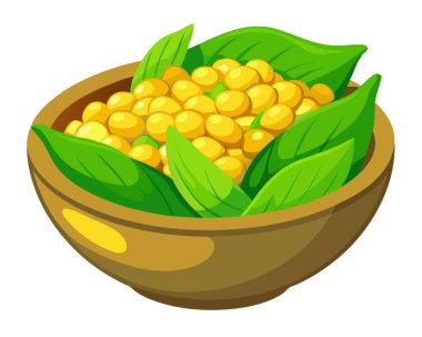 Beyaz arkaplanda Mache Corn Salata vektör çizimi