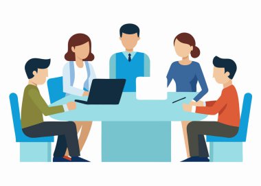 Ofis çalışanları toplantıda, takım tartışması ofiste, iş adamları beyin fırtınası yapıyor.