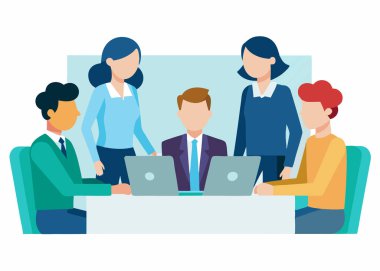 Ofis çalışanları toplantıda, takım tartışması ofiste, iş adamları beyin fırtınası yapıyor.