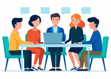 Ofis çalışanları toplantıda, takım tartışması ofiste, iş adamları beyin fırtınası yapıyor.