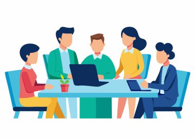 Ofis çalışanları toplantıda, takım tartışması ofiste, iş adamları beyin fırtınası yapıyor.