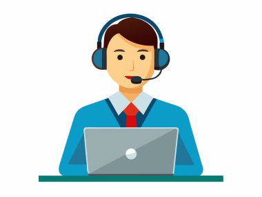 Çağrı merkezinde çalışan kulaklık operatörü, teknik destek ajanı, çağrı merkezi iletişim vektörü