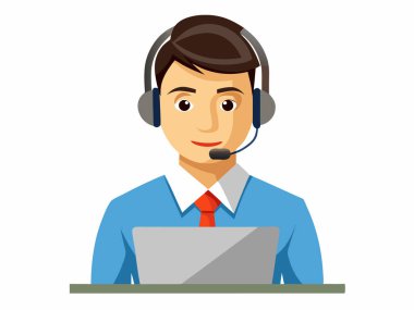 Çağrı merkezinde çalışan kulaklık operatörü, teknik destek ajanı, çağrı merkezi iletişim vektörü