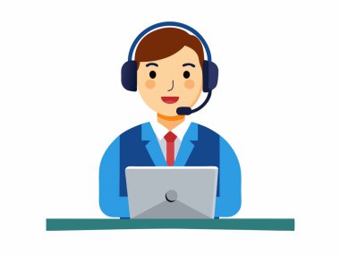 Çağrı merkezinde çalışan kulaklık operatörü, teknik destek ajanı, çağrı merkezi iletişim vektörü