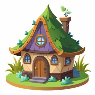 Fairy house, whimsical fairy house decoration cartoon style vector illustration clipart