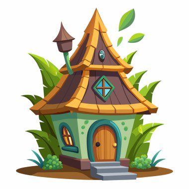 Fairy house, whimsical fairy house decoration cartoon style vector illustration clipart