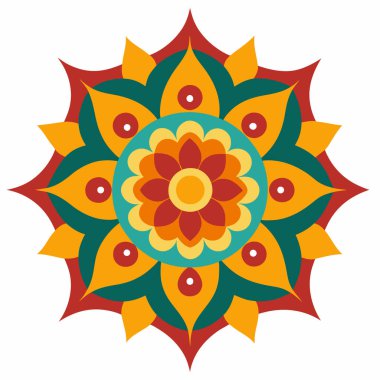 Çiçekli mandala çiçeği güzel dekoratif etnik süs doğu tarzı vektör çizimi