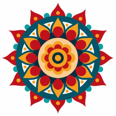 Çiçekli mandala çiçeği güzel dekoratif etnik süs doğu tarzı vektör çizimi